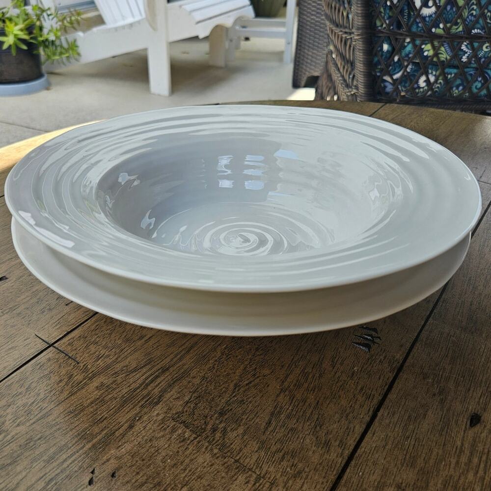 2 Unique Wide Lip Bowls White by Sophie Conran For Portmeirion 10.5Wx2.5D 4# #25